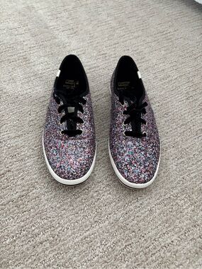 Keds Glitter Low-Top Sneakers - Black Trim, Multicolor Sparkle
